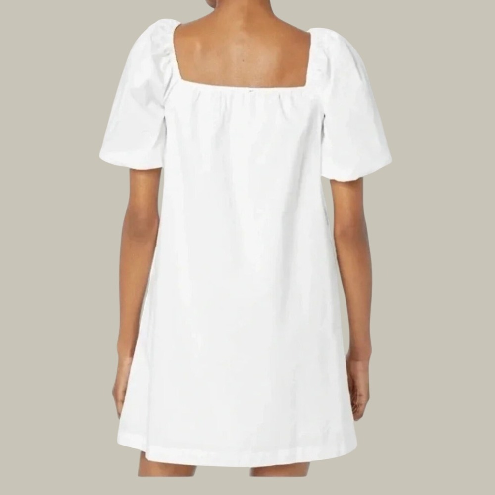 Sanctuary Babydoll Dress White Puff Sleeves Square Neck A Line Mini Small NWT - Picture 4 of 11
